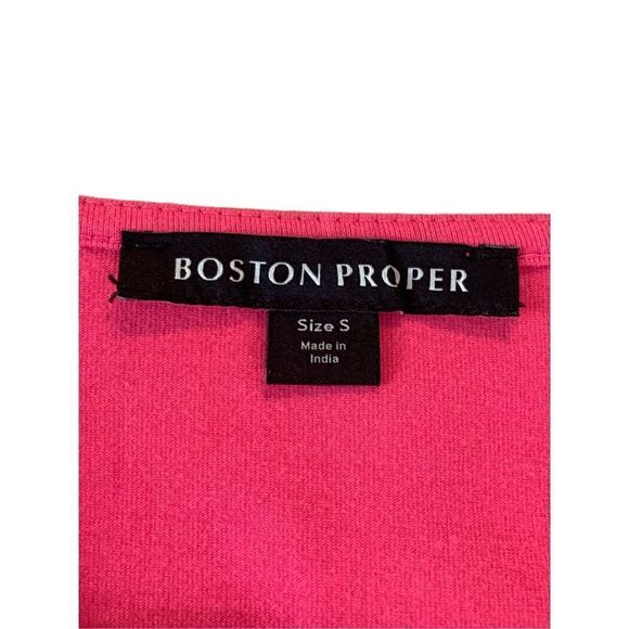 Boston Proper Poplin Puff Sleeve Surplice Top Small Pink - Picture 4 of 5